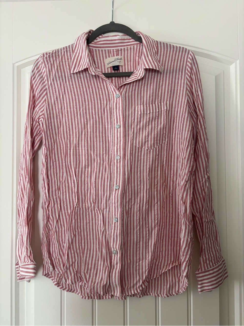Universal Thread Pink & White Striped Button-Down Shirt